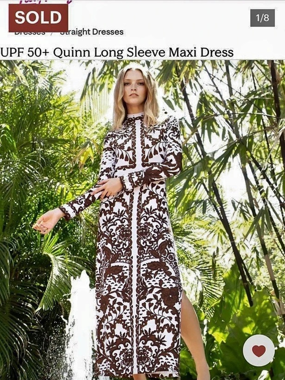 In search of this Lilly Pulitzer UPF 50+ Quinn Long Sleeve Maxi Dress White & Br